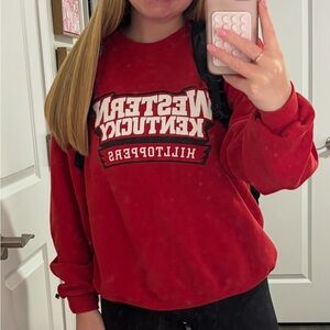 Red Crew Neck Sweater with Collegiate Style